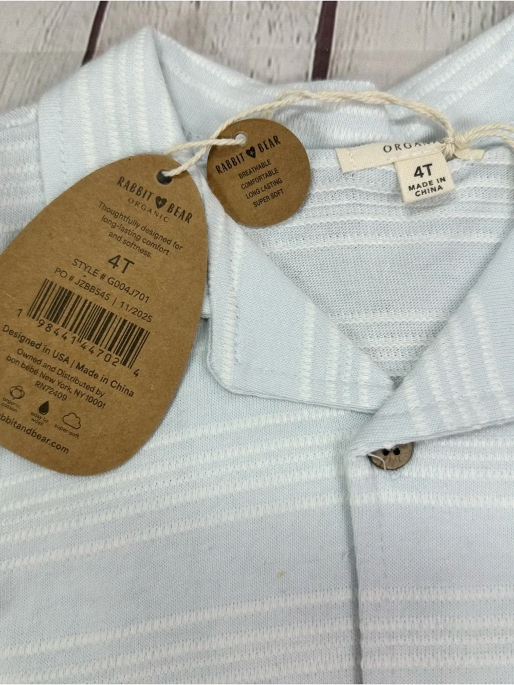NWT Rabbit & Bear Organic Light Blue Stripe short Set 3pc organic minimalist 4T